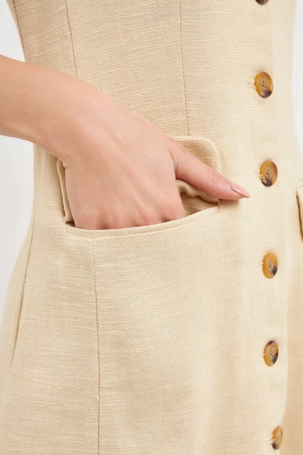 ENGLISH FACTORY Tops*- Off Shoulder Linen Dress IVORY