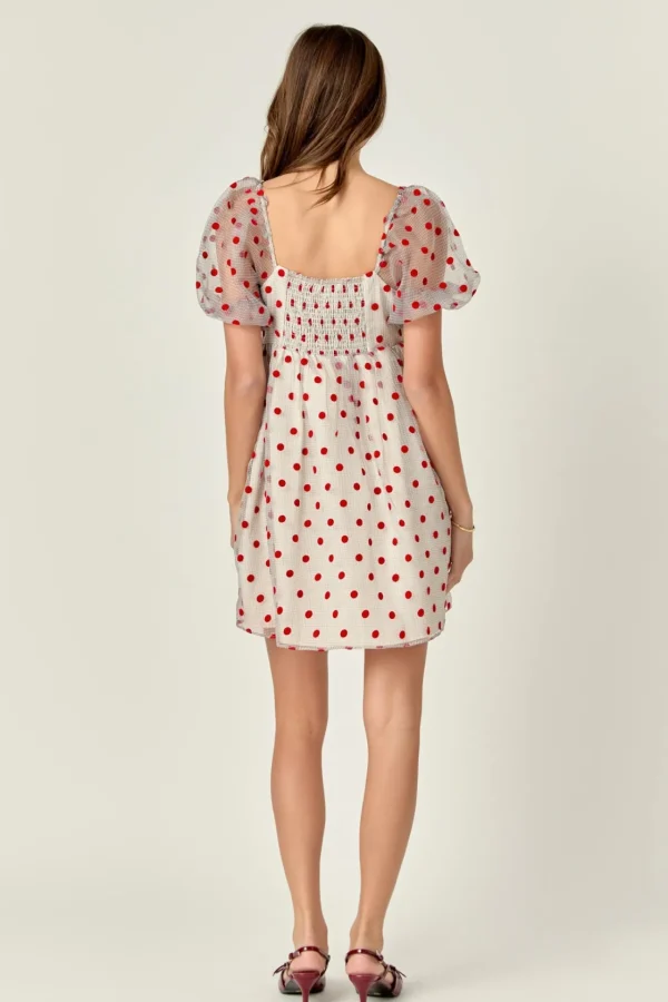 ENGLISH FACTORY Tops*- Organza Polka Dot Mini Dress MULTI/REDDOT