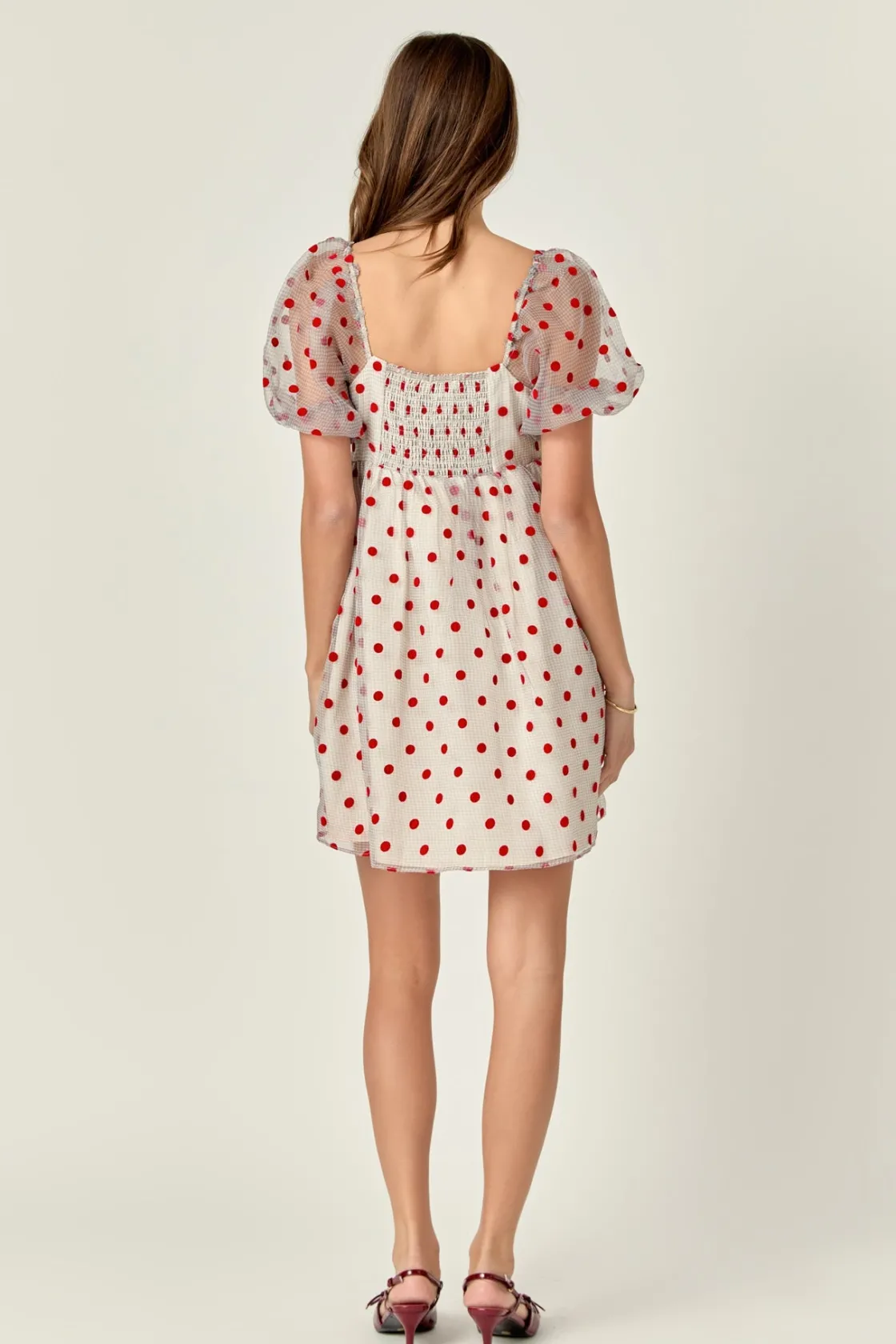 english_factory__organza__2-2.webp ENGLISH FACTORY Tops*- Organza Polka Dot Mini Dress MULTI/REDDOT