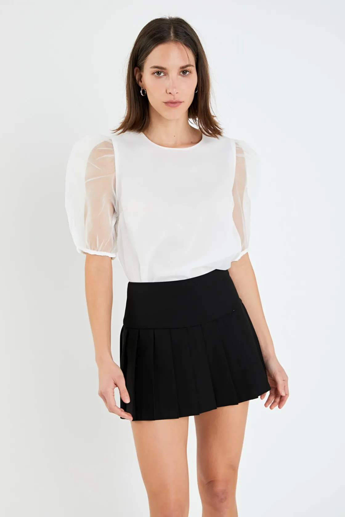 english_factory__organza__3.webp ENGLISH FACTORY Tops*- Organza Puff Sleeve Top