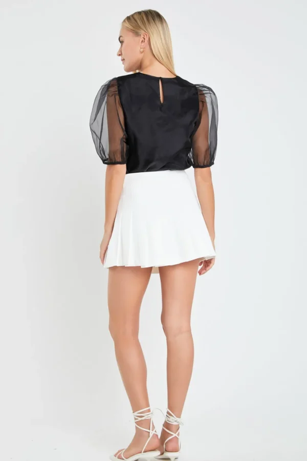 ENGLISH FACTORY Tops*- Organza Puff Sleeve Top