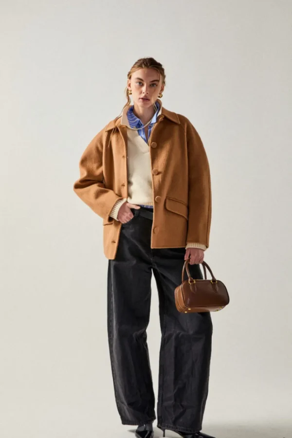 ENGLISH FACTORY Tops*- Oversized Wool Coat BROWN