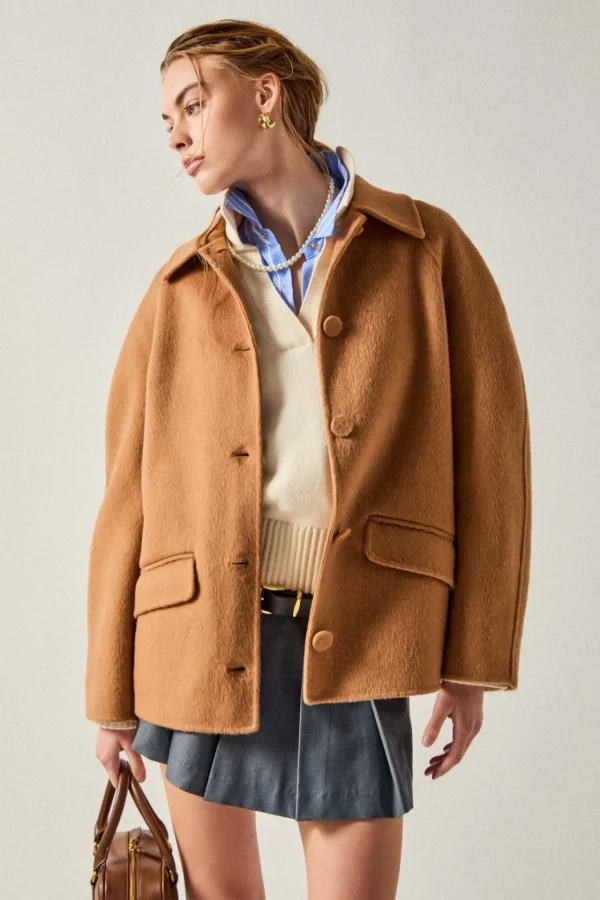 ENGLISH FACTORY Tops*- Oversized Wool Coat BROWN