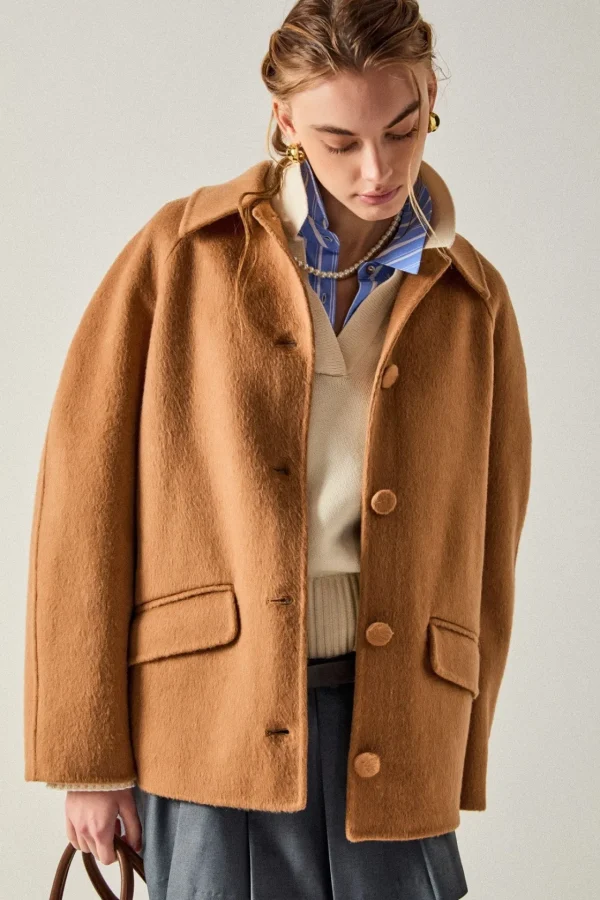 ENGLISH FACTORY Tops*- Oversized Wool Coat BROWN