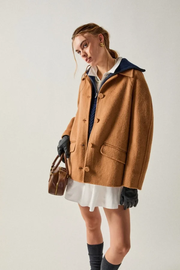 ENGLISH FACTORY Tops*- Oversized Wool Coat BROWN
