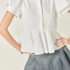 ENGLISH FACTORY Tops*- Peplum Shirt Top WHITE