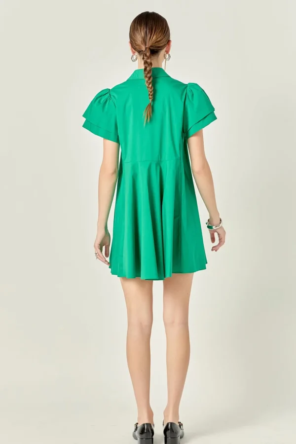 ENGLISH FACTORY Tops*- Peplum Shirt Mini Dress GREEN