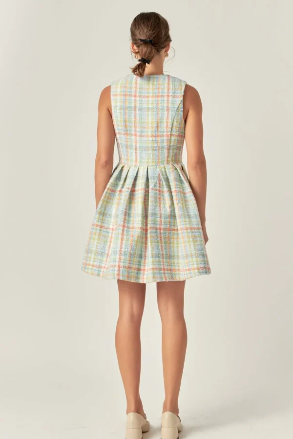 ENGLISH FACTORY Tops*- Plaid Boucle Mini Dress MULTI