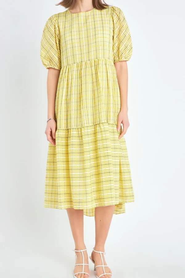 ENGLISH FACTORY Tops*- Plaid Midi Dress