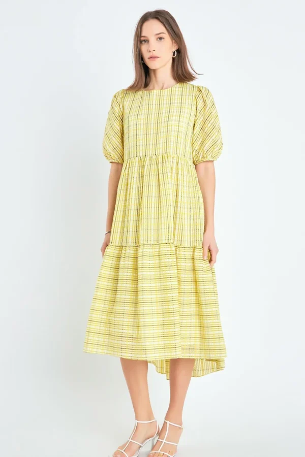 ENGLISH FACTORY Tops*- Plaid Midi Dress