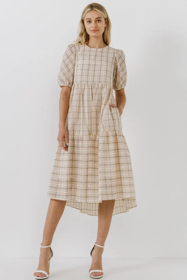 ENGLISH FACTORY Tops*- Plaid Midi Dress