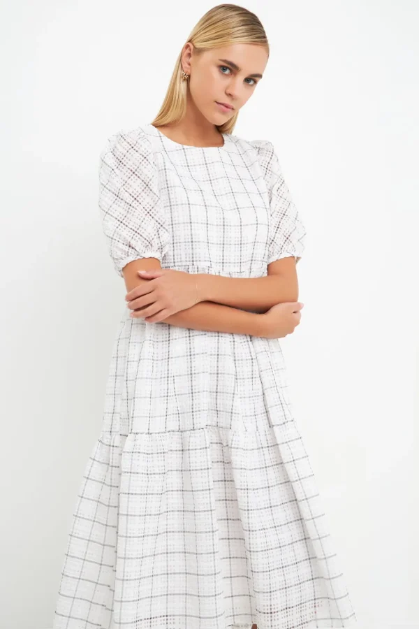 ENGLISH FACTORY Tops*- Plaid Midi Dress
