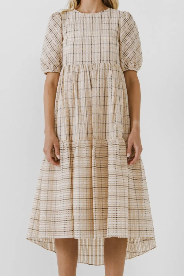ENGLISH FACTORY Tops*- Plaid Midi Dress