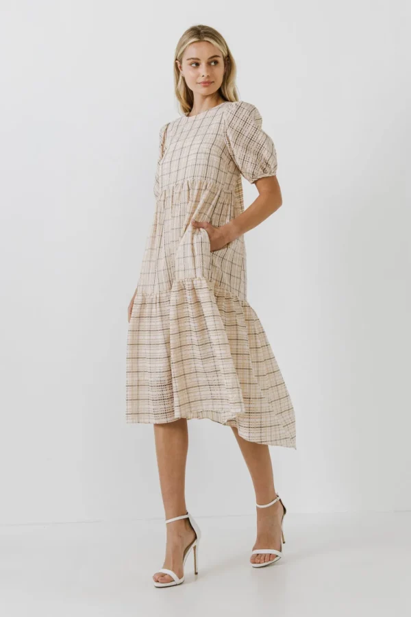 ENGLISH FACTORY Tops*- Plaid Midi Dress