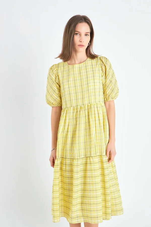 ENGLISH FACTORY Tops*- Plaid Midi Dress