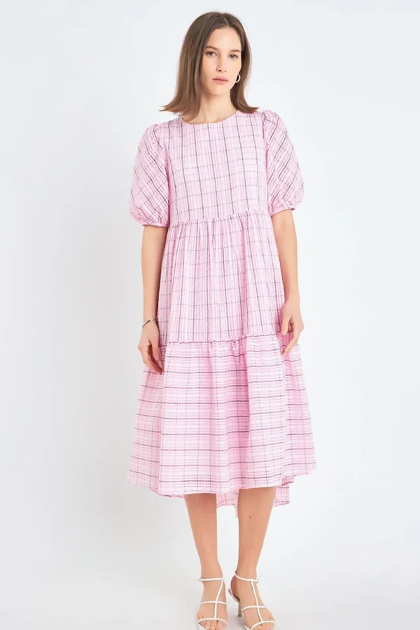 ENGLISH FACTORY Tops*- Plaid Midi Dress
