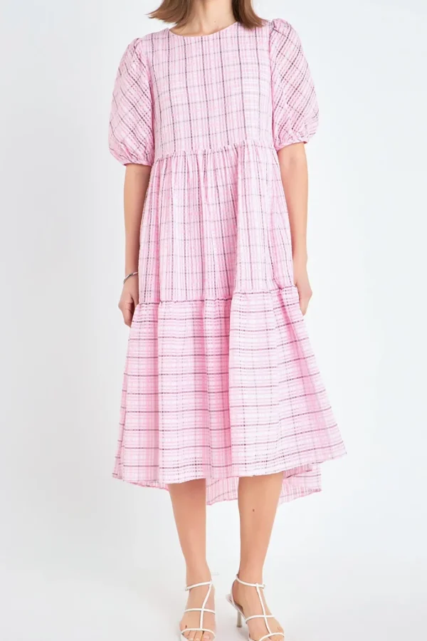 ENGLISH FACTORY Tops*- Plaid Midi Dress