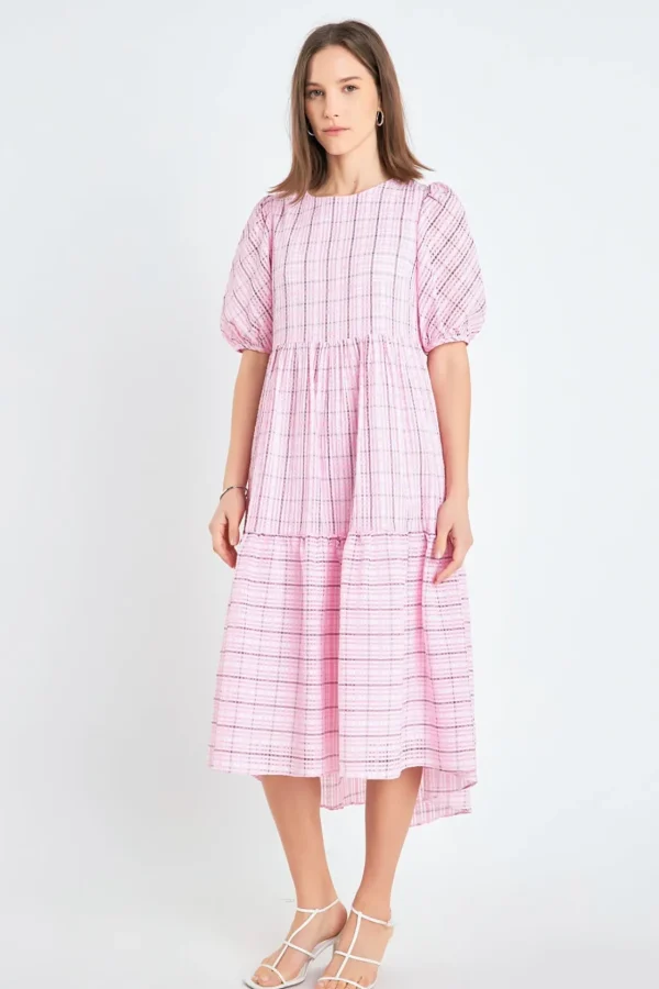 ENGLISH FACTORY Tops*- Plaid Midi Dress