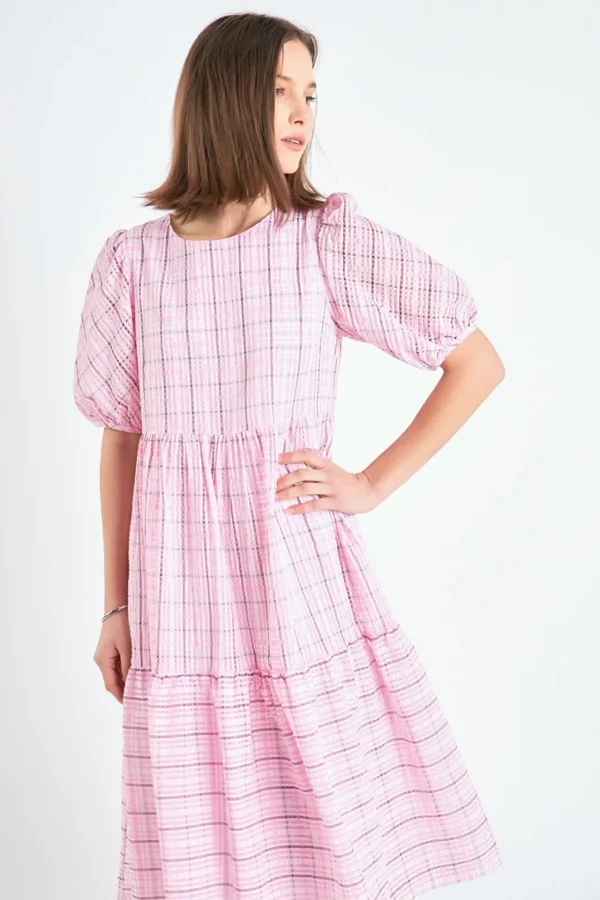ENGLISH FACTORY Tops*- Plaid Midi Dress