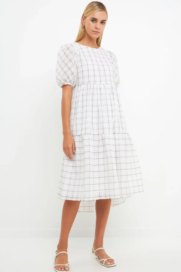 ENGLISH FACTORY Tops*- Plaid Midi Dress