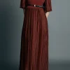 ENGLISH FACTORY Tops*- Pleated Mix Media Maxi Dress