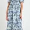 ENGLISH FACTORY Tops*- Pleated Tie Die Maxi Dress GREEN