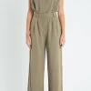 ENGLISH FACTORY Tops | One Pieces*- Pleated Sleeveless Jumpsuit KHAKI