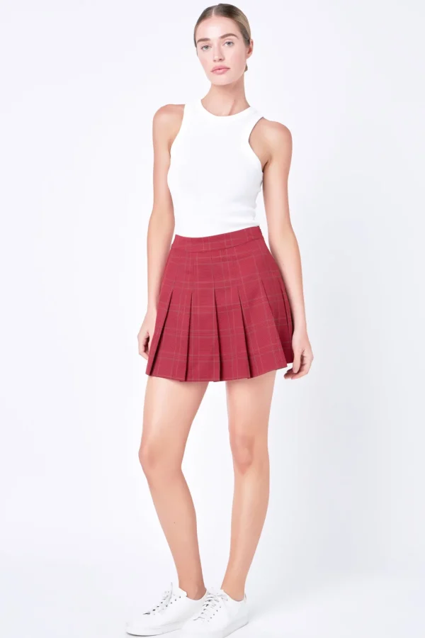 ENGLISH FACTORY Tops*- Pleated Check Skort