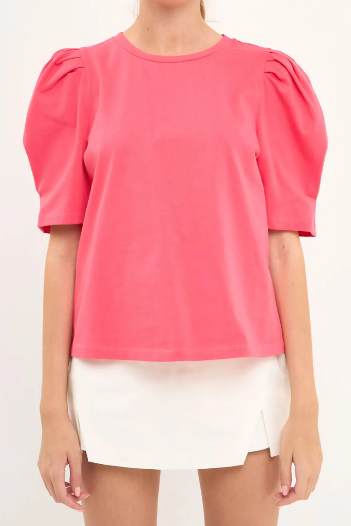 english_factory__pleated__11-2.webp ENGLISH FACTORY Tops*- Pleated Puff Sleeve T-Shirt