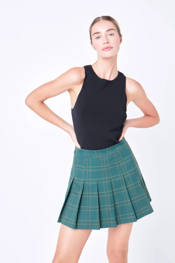 ENGLISH FACTORY Tops*- Pleated Check Skort