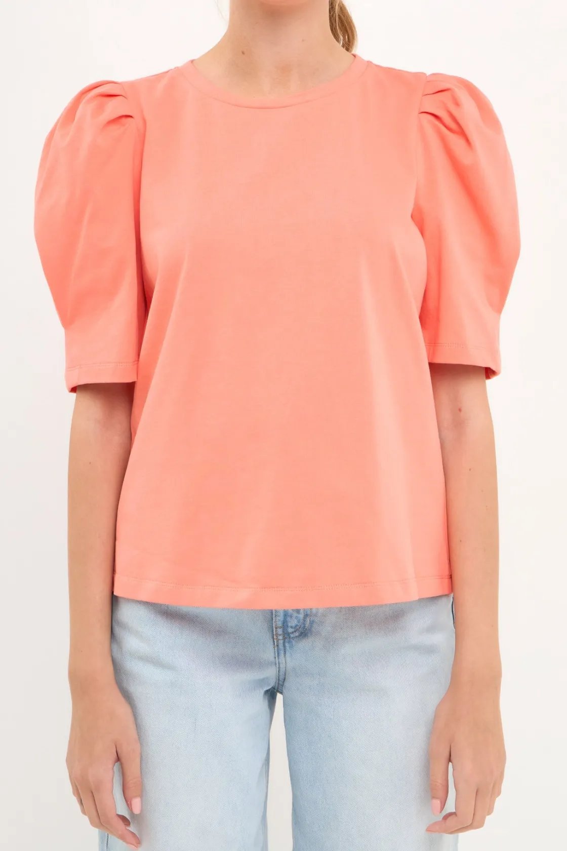 english_factory__pleated__16-1.webp ENGLISH FACTORY Tops*- Pleated Puff Sleeve T-Shirt