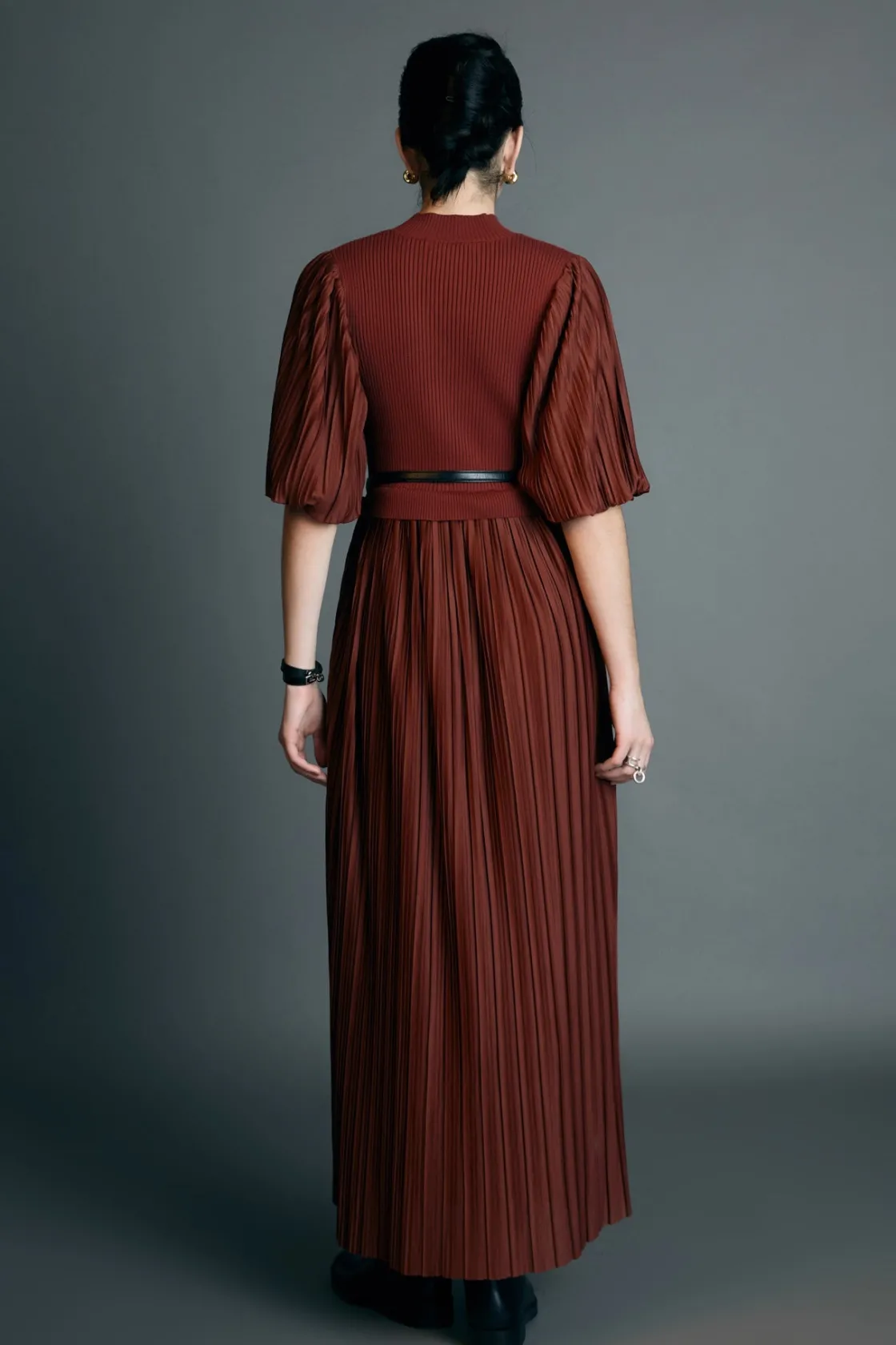 english_factory__pleated__2-11.webp ENGLISH FACTORY Tops*- Pleated Mix Media Maxi Dress
