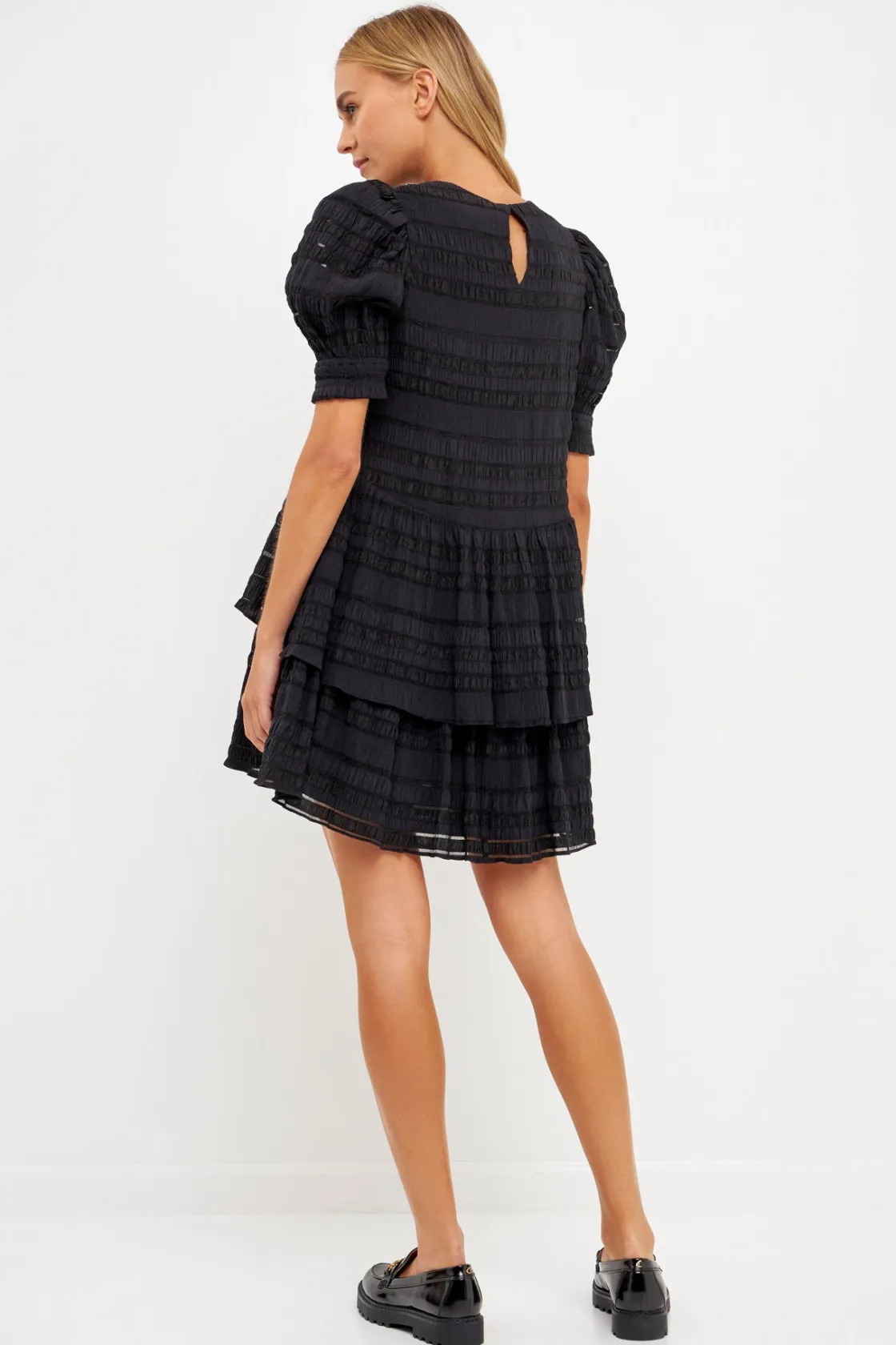 english_factory__pleated__2-12.webp ENGLISH FACTORY Tops*- Pleated Fabric High-Low Dress BLACK