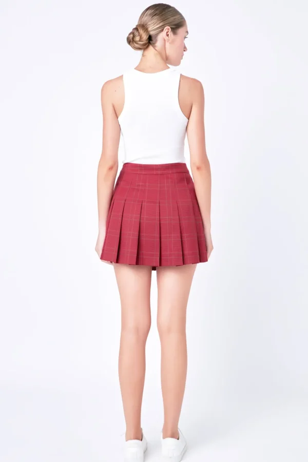 ENGLISH FACTORY Tops*- Pleated Check Skort