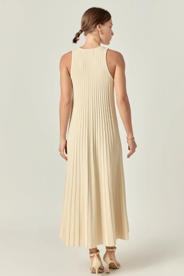 ENGLISH FACTORY Tops*- Pleated A-line Knit Midi Dress IVORY