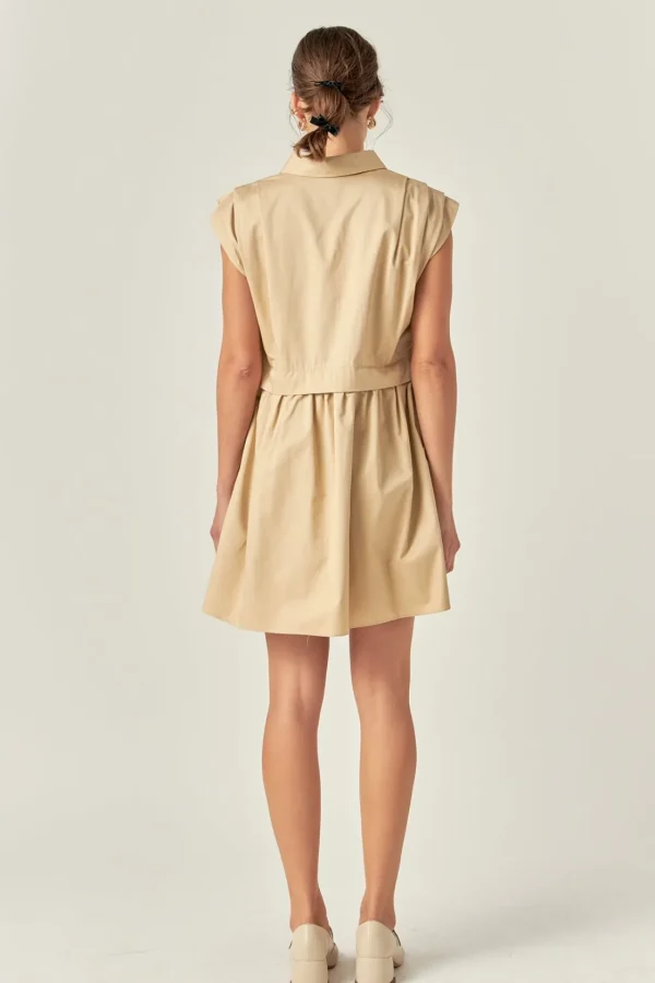 ENGLISH FACTORY Tops*- Pleated Shoulder Shirt Dress