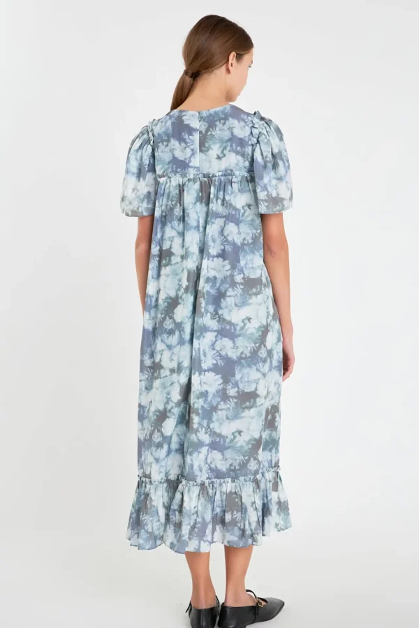 ENGLISH FACTORY Tops*- Pleated Tie Die Maxi Dress GREEN