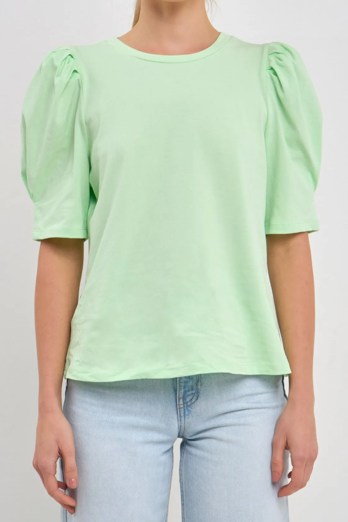 english_factory__pleated__26.webp ENGLISH FACTORY Tops*- Pleated Puff Sleeve T-Shirt
