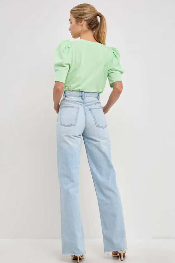 ENGLISH FACTORY Tops*- Pleated Puff Sleeve T-Shirt