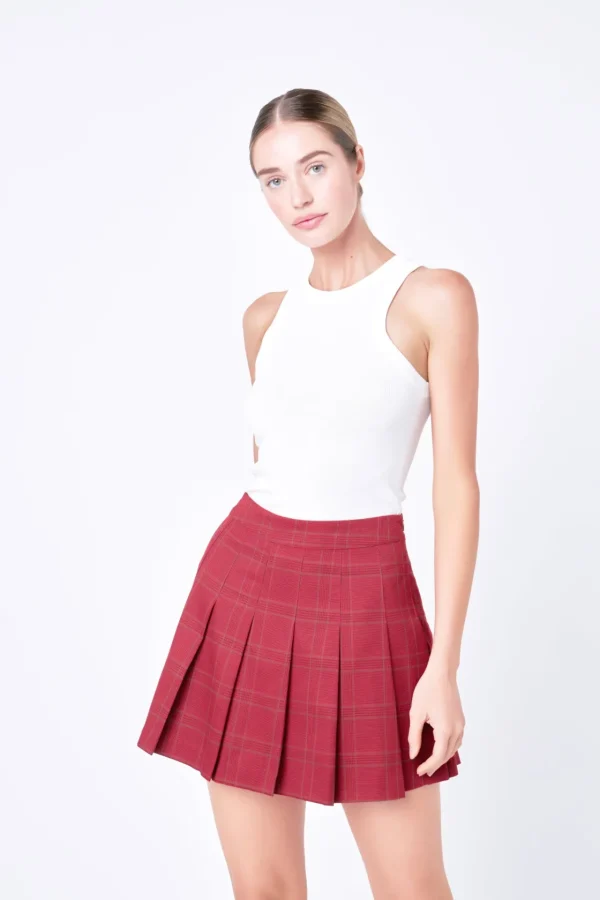ENGLISH FACTORY Tops*- Pleated Check Skort