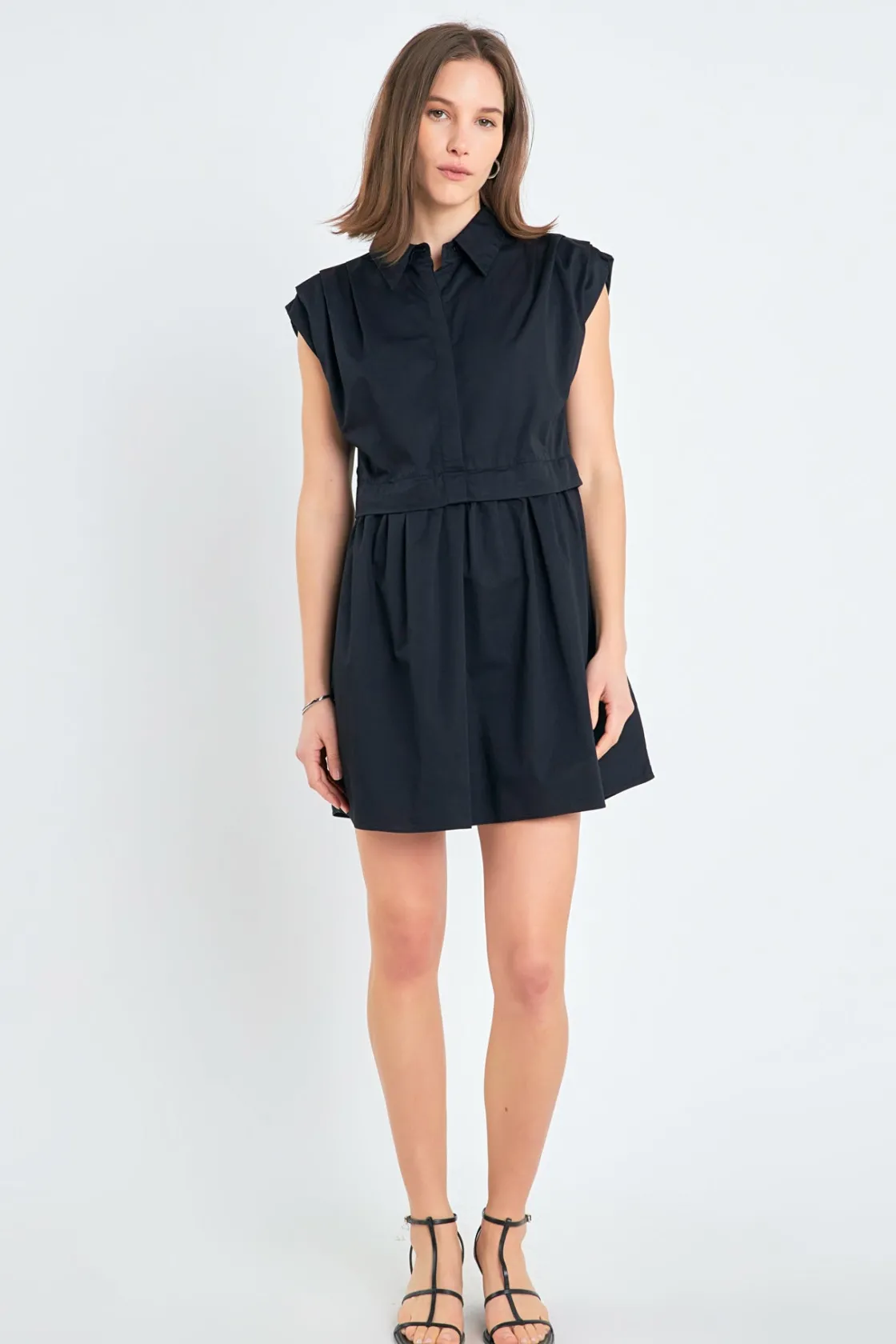 english_factory__pleated__4-3.webp ENGLISH FACTORY Tops*- Pleated Shoulder Shirt Dress