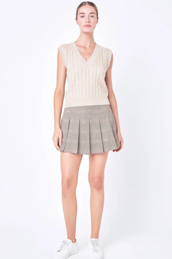 ENGLISH FACTORY Tops*- Pleated Check Skort