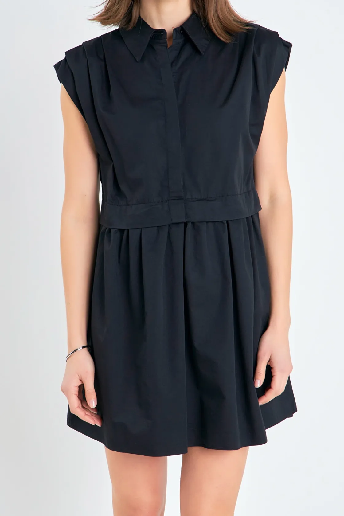english_factory__pleated__5-3.webp ENGLISH FACTORY Tops*- Pleated Shoulder Shirt Dress