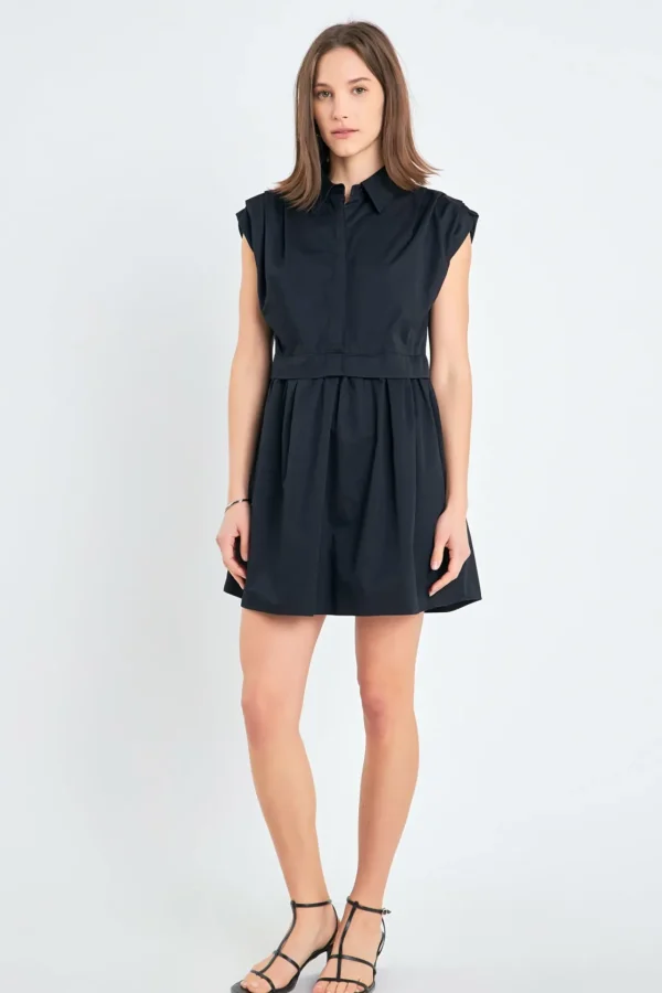 ENGLISH FACTORY Tops*- Pleated Shoulder Shirt Dress