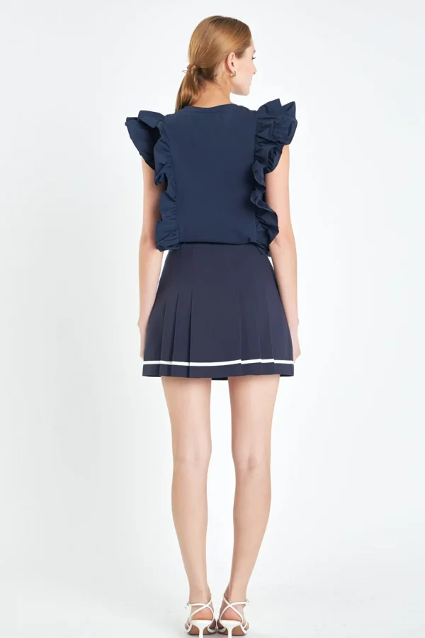 ENGLISH FACTORY Tops*- Pleated Contrast Mid Rise Skorts