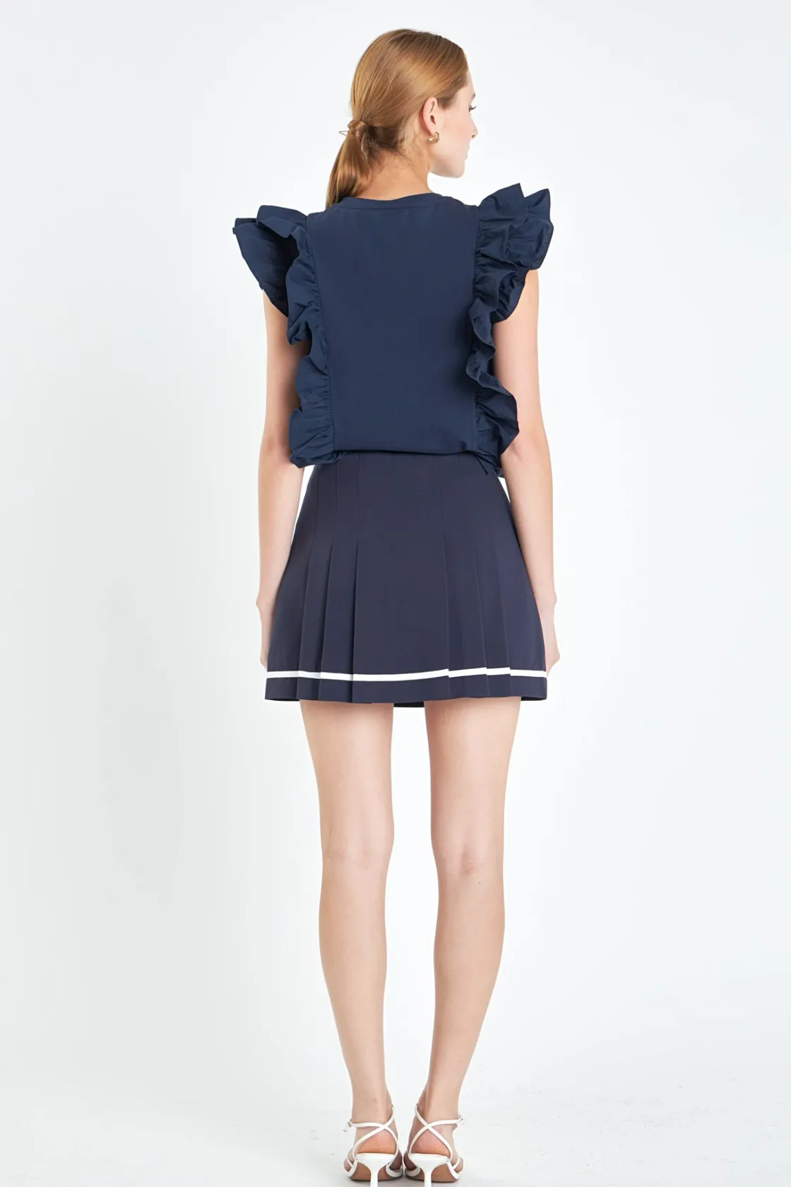 english_factory__pleated__7-1.webp ENGLISH FACTORY Tops*- Pleated Contrast Mid Rise Skorts