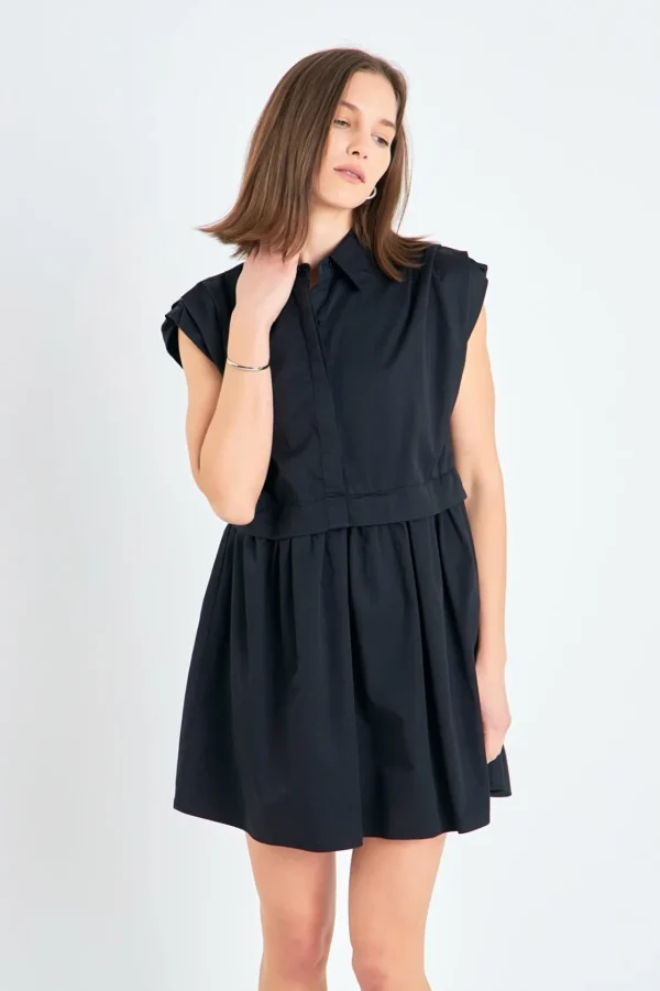 ENGLISH FACTORY Tops*- Pleated Shoulder Shirt Dress