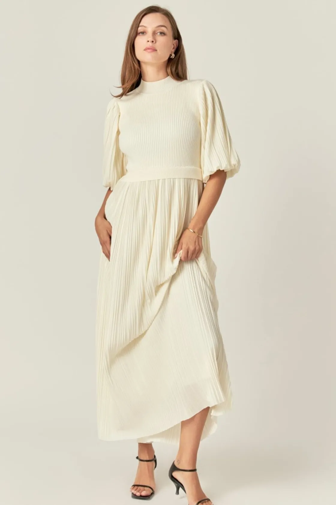 english_factory__pleated__8-4.webp ENGLISH FACTORY Tops*- Pleated Mix Media Maxi Dress