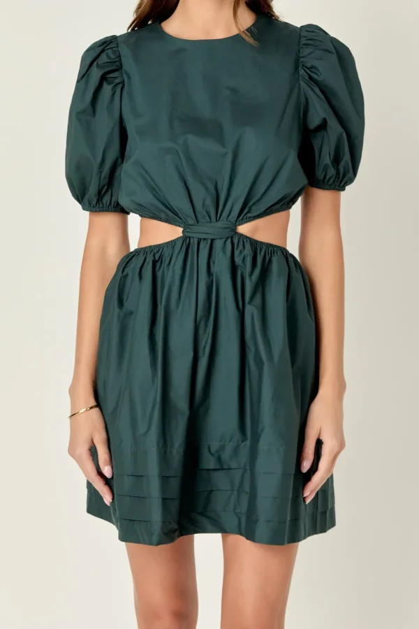 ENGLISH FACTORY Tops*- Pleats with Cut-out Detail Mini Dress