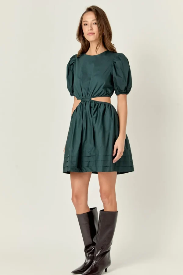ENGLISH FACTORY Tops*- Pleats with Cut-out Detail Mini Dress